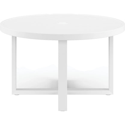 Newport Outdoor 50" Round Dining Table by Sunset West in frost. Made from aluminum in a modern style.