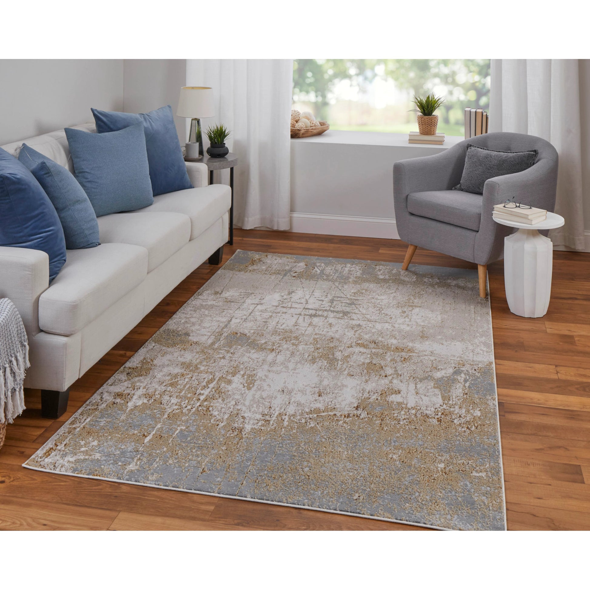 Aura Rug - 39LNF by Feizy in ivory, brown, gray. Made from polyester, polypropylene in a unique style.
