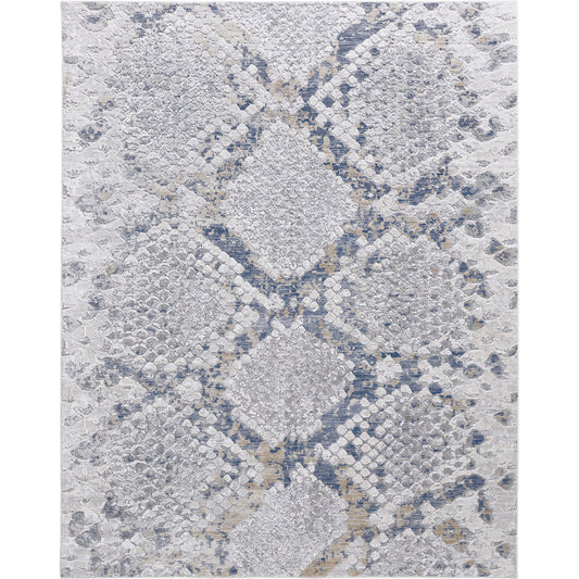Laina Transitional Trellis & Lattice Rug - 39GIF by Feizy in silver, gray, blue. Made from unique in a unique style.