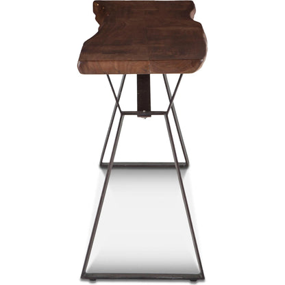 Nottingham Console Table by World Interiors in brown and walnut, antique zinc. Made from acacia wood, iron in a modern style.