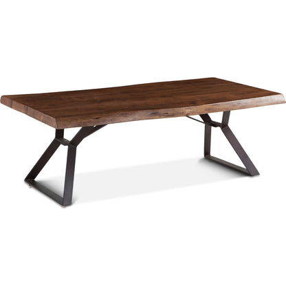 Nottingham Coffee Table by World Interiors in brown and walnut, antique zinc. Made from acacia wood, iron in a modern style.