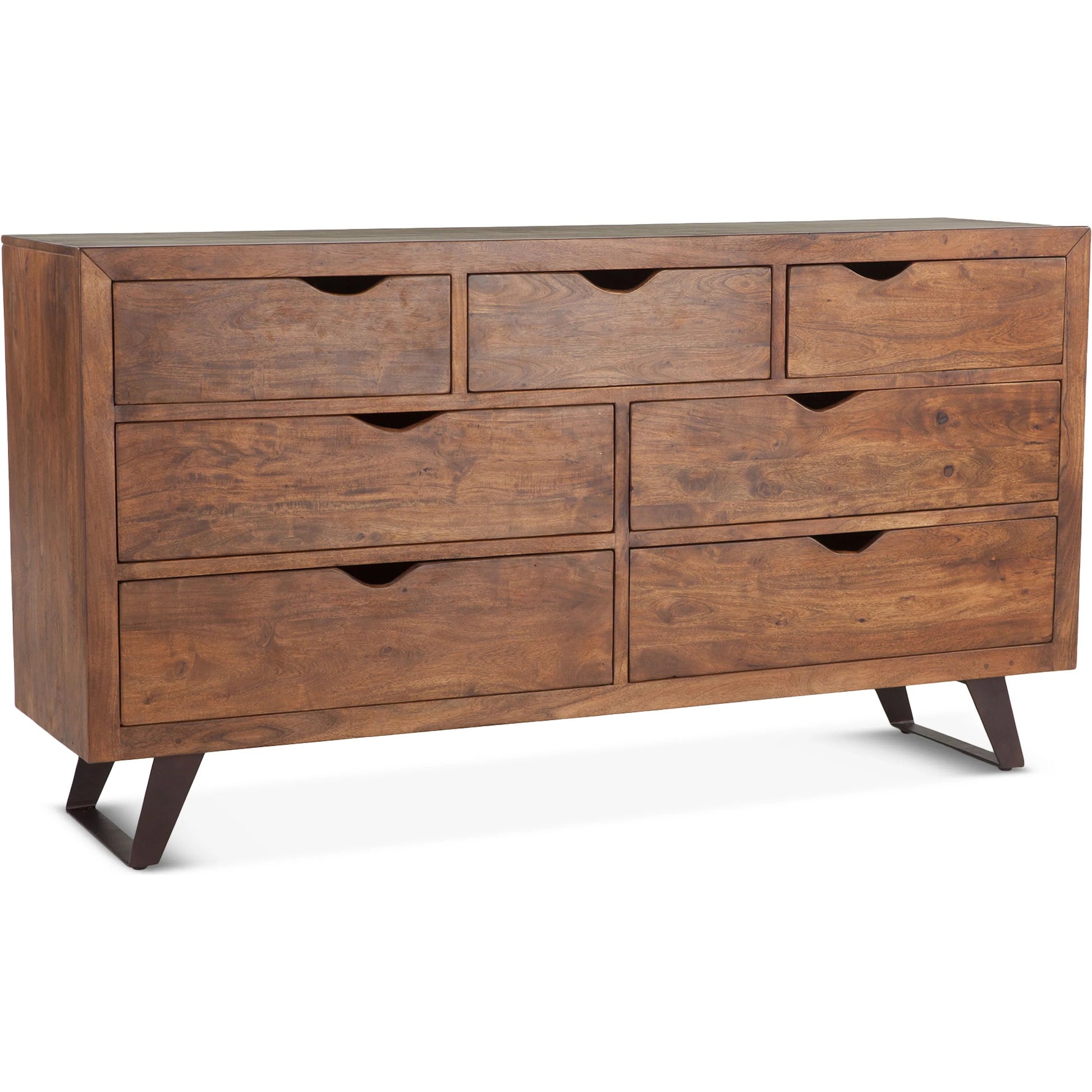Nottingham Dresser by World Interiors in brown and walnut, antique zinc. Made from acacia wood, iron in a rustic style.