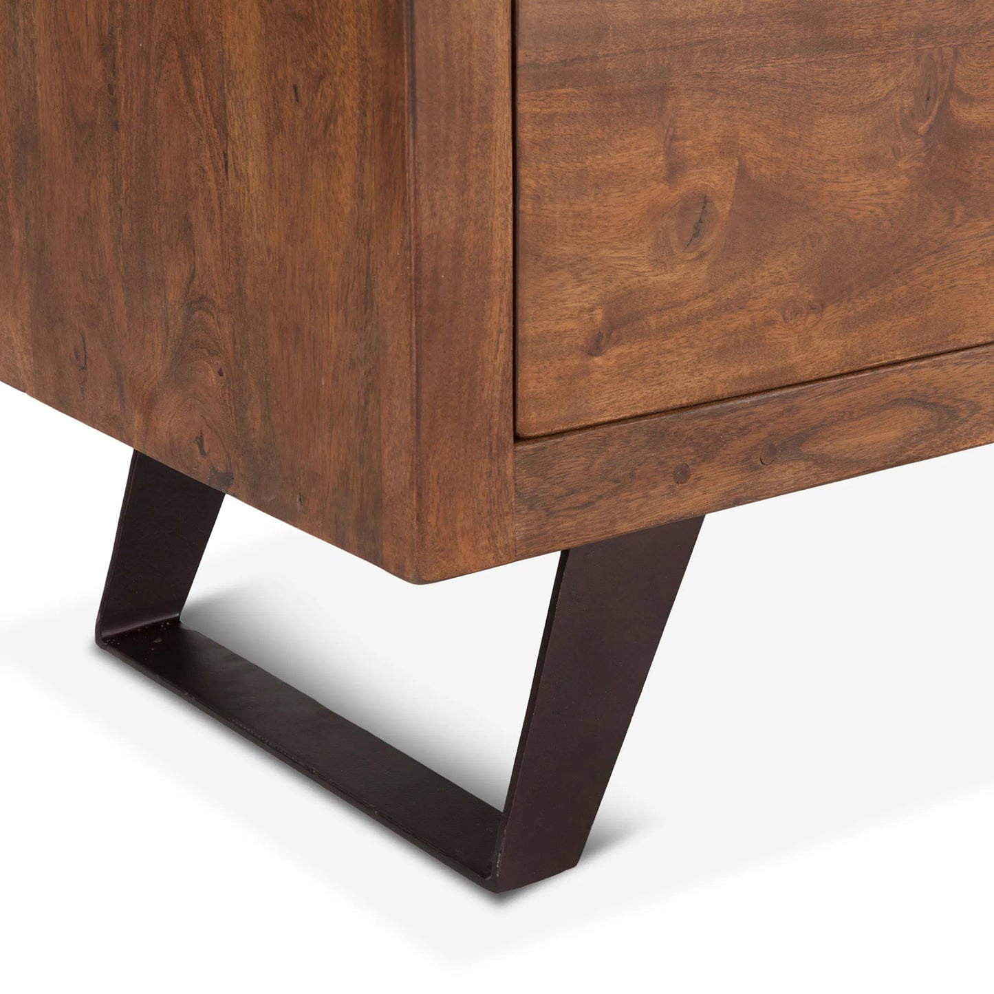 007 SR-877054 | Closeup | Nottingham Dresser by World Interiors in brown and walnut, antique zinc. Made from acacia wood, iron in a rustic style.