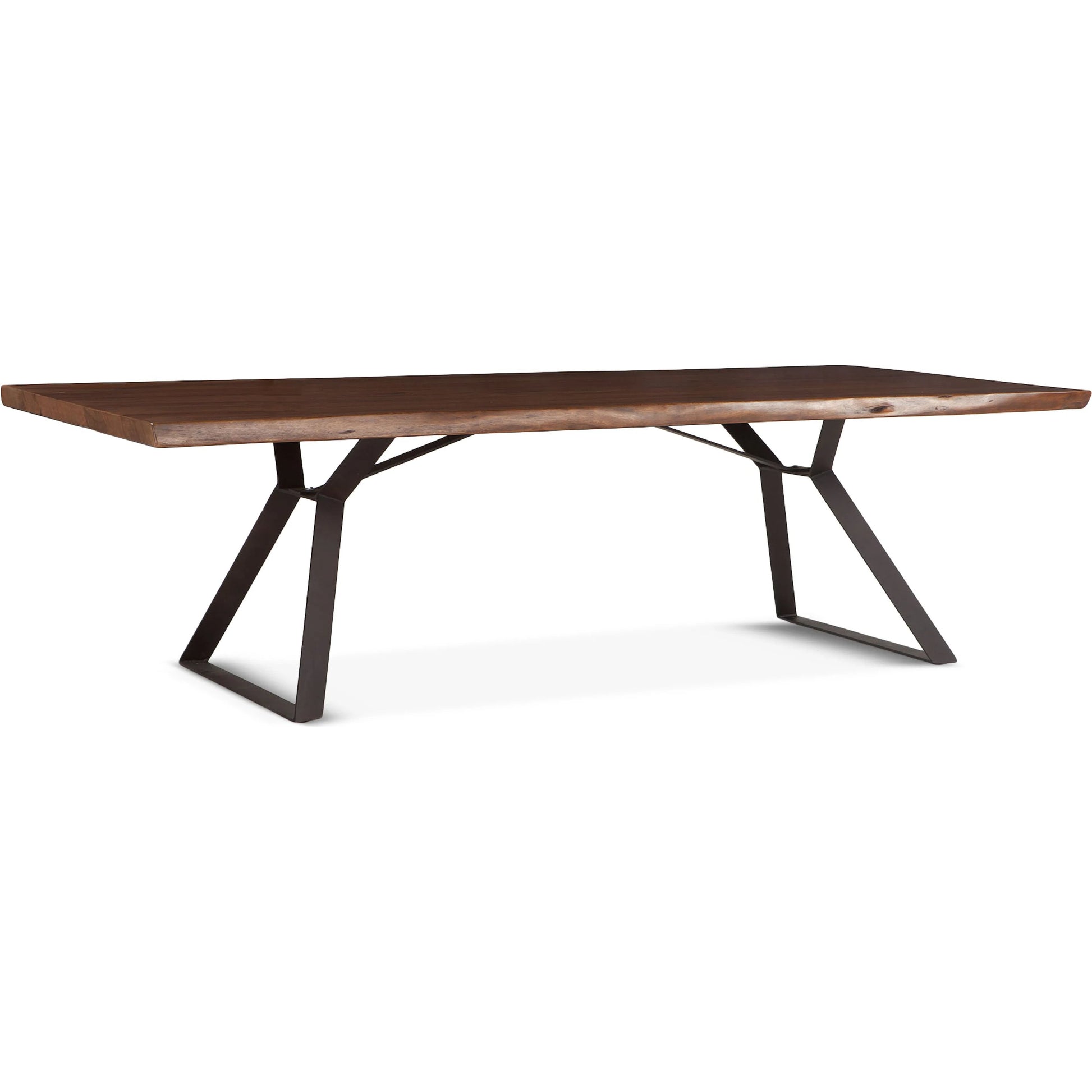 Nottingham Dining Table by World Interiors in brown and walnut, antique zinc. Made from acacia wood, iron in a modern style.