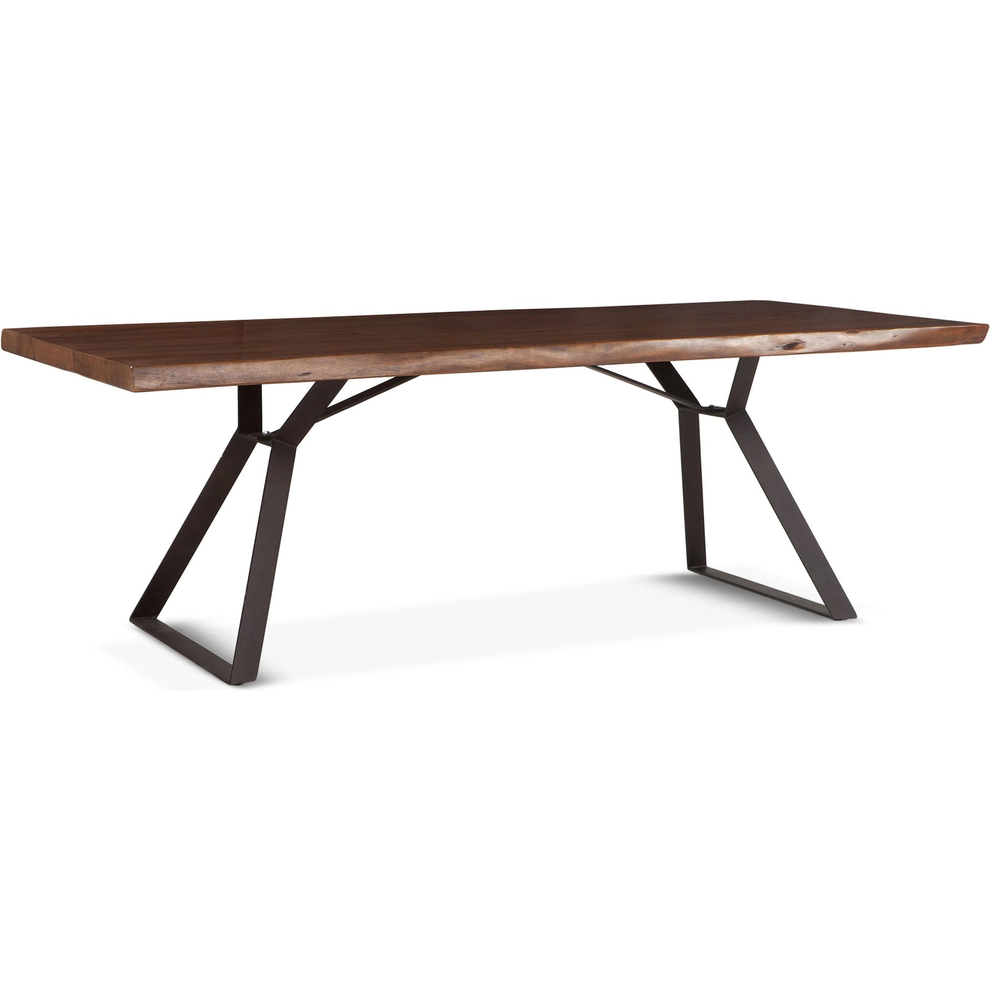 Nottingham Dining Table by World Interiors in brown and walnut, antique zinc. Made from acacia wood, iron in a modern style.