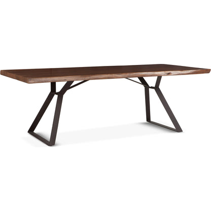 Nottingham Dining Table by World Interiors in brown and walnut, antique zinc. Made from acacia wood, iron in a modern style.