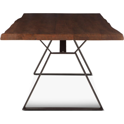 Nottingham Dining Table by World Interiors in brown and walnut, antique zinc. Made from acacia wood, iron in a modern style.