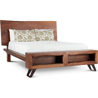 Nottingham Bed by World Interiors in brown and walnut, antique zinc. Made from acacia wood, iron in a rustic style.