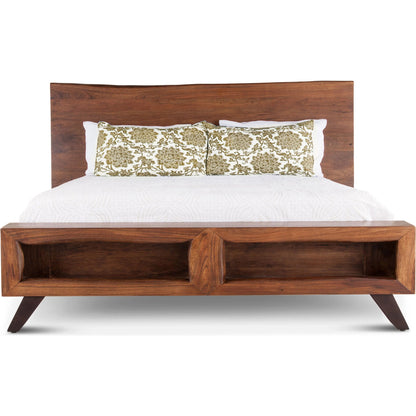 Nottingham Bed by World Interiors in brown and walnut, antique zinc. Made from acacia wood, iron in a rustic style.