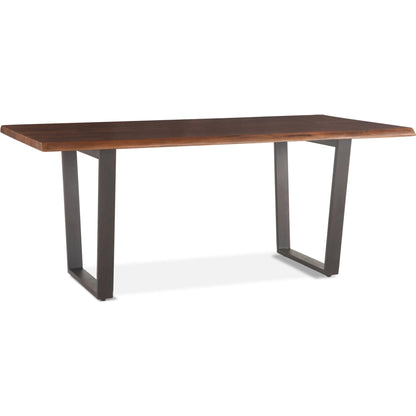 Belfrie Dining Table by World Interiors in brown and walnut, antique zinc. Made from acacia wood, iron in a modern style.