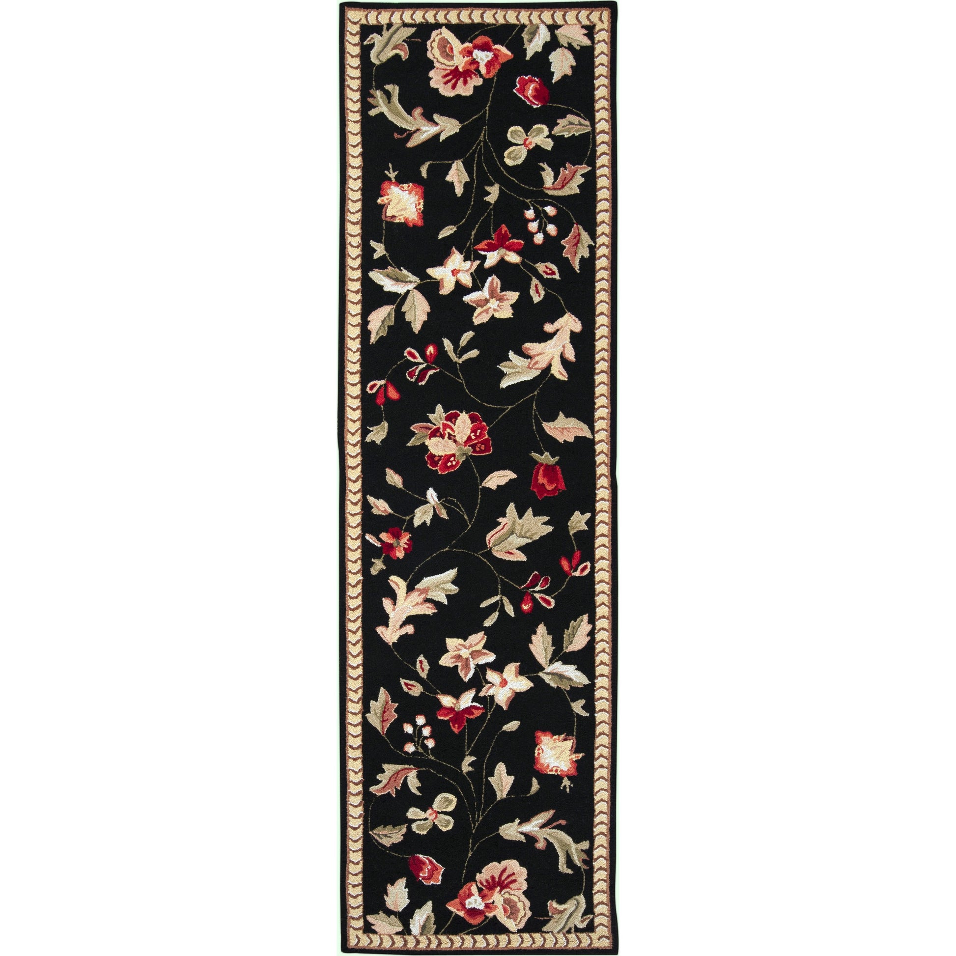FLO-8907 Rug by Surya in black, tan, medium brown, olive, light olive. Made from 100% wool in a unique style.