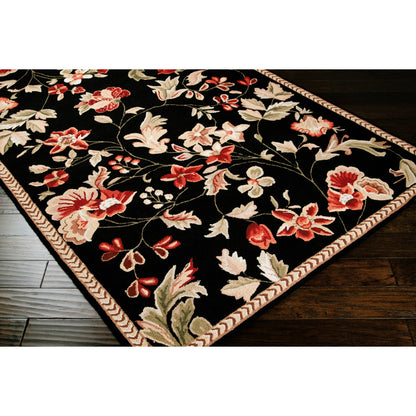 FLO-8907 Rug by Surya in black, tan, medium brown, olive, light olive. Made from 100% wool in a unique style.