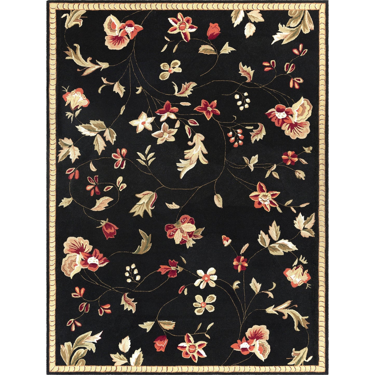 001 5317-12322 | Primary Silo | FLO-8907 Rug by Surya in black, tan, medium brown, olive, light olive. Made from 100% wool in a unique style.