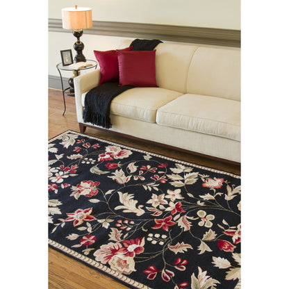FLO-8907 Rug by Surya in black, tan, medium brown, olive, light olive. Made from 100% wool in a unique style.