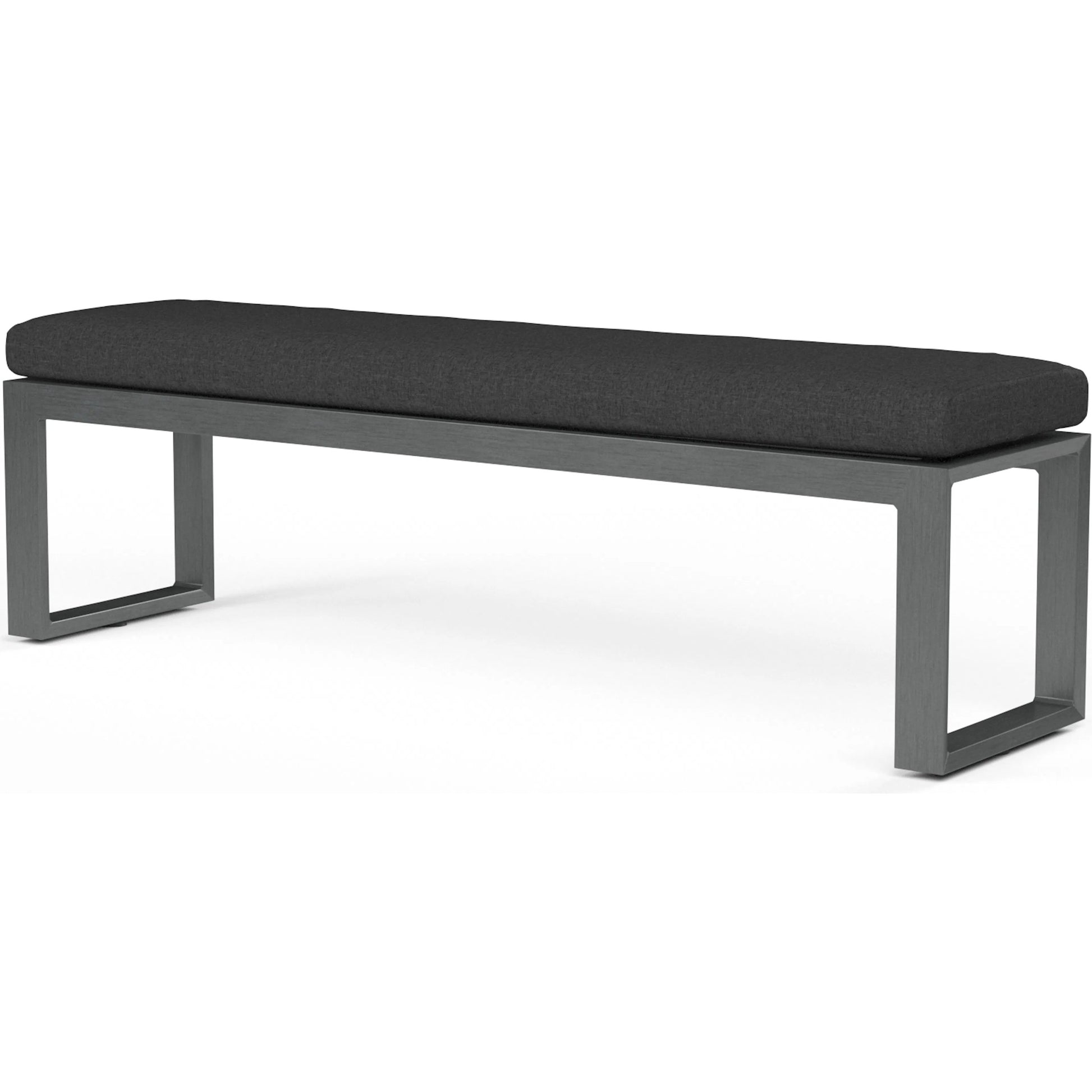 Redondo Outdoor Dining Bench by Sunset West in grays. Made from aluminum in a modern style.