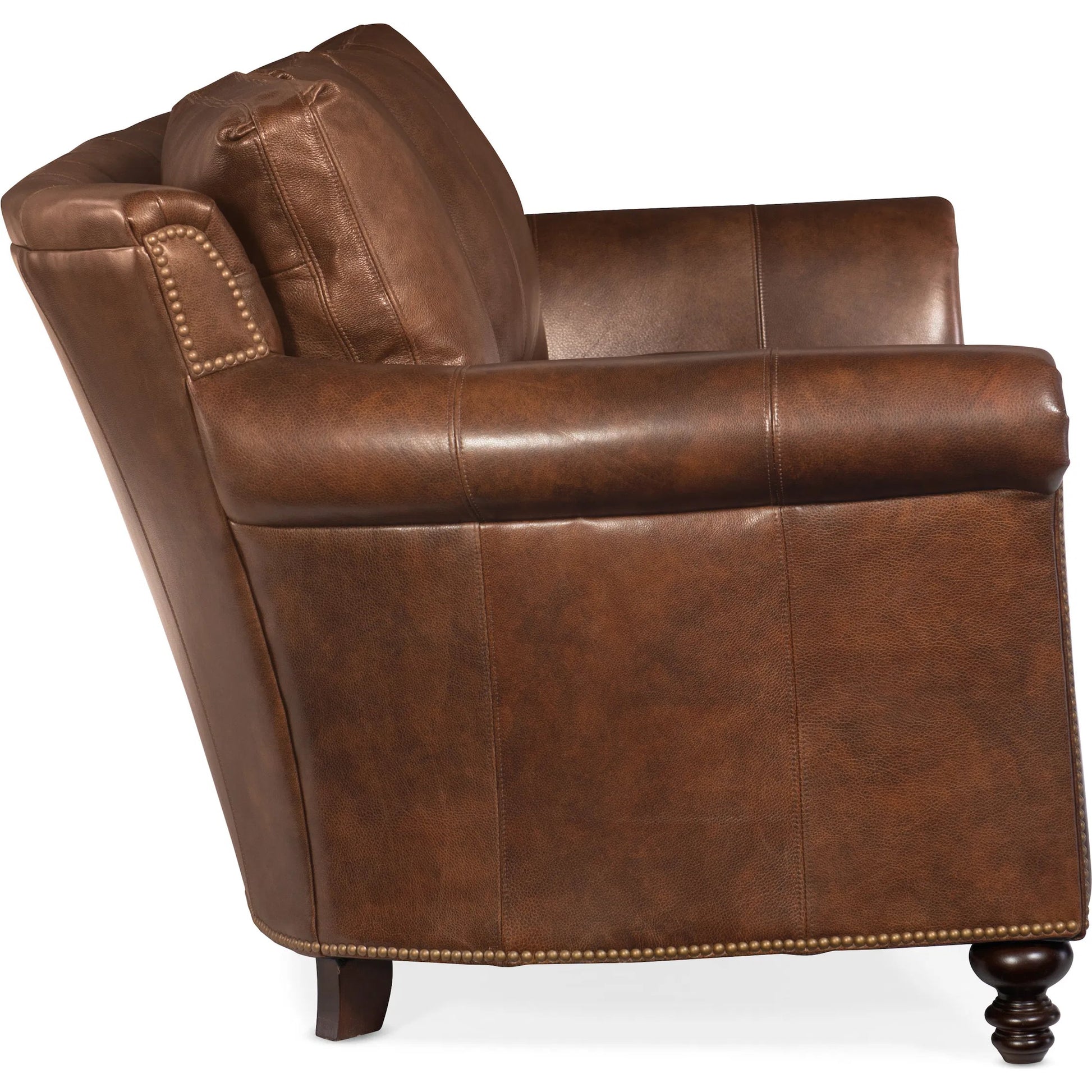 Richardson Stationary Sofa by Bradington-Young by Hooker Furniture. Made from 100% leather in a unique style.