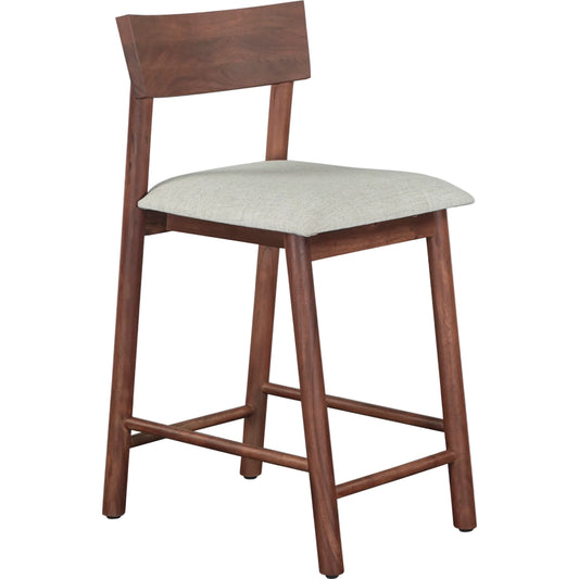Hampton Upholstered Counter Chair by World Interiors in brown and walnut. Made from acacia wood in a unique style.