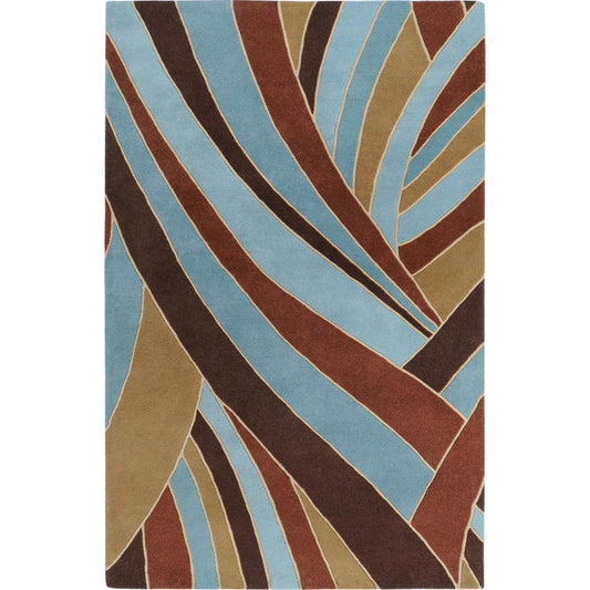 Forum Rug - 1313 by Surya in brown, dark brown, deep teal, teal, medium brown, tan. Made from 100% wool in a unique style.