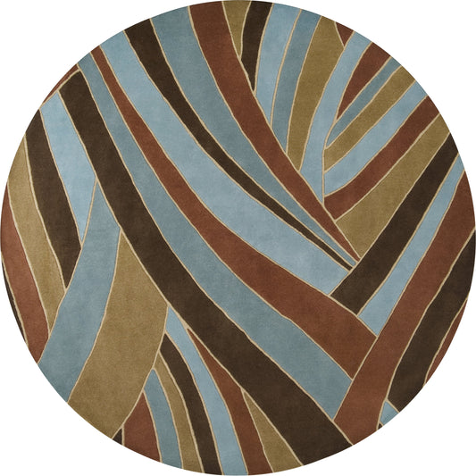 Forum FM-7002 Rug by Surya in brown, dark brown, deep teal, teal, medium brown, tan. Made from 100% wool in a unique style.