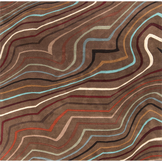 Forum Rug - 262 by Surya in rust, tan, burgandy, dark brown, seafoam. Made from 100% wool in a unique style.