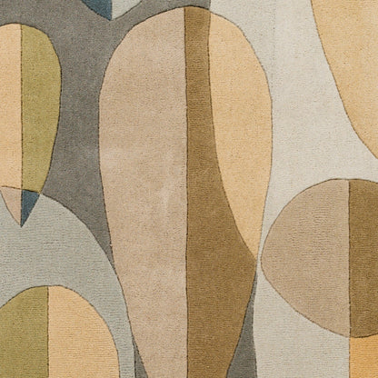 Forum FM-7197 Rug by Surya in deep teal, sage, slate, tan, light olive. Made from 100% wool in a unique style.