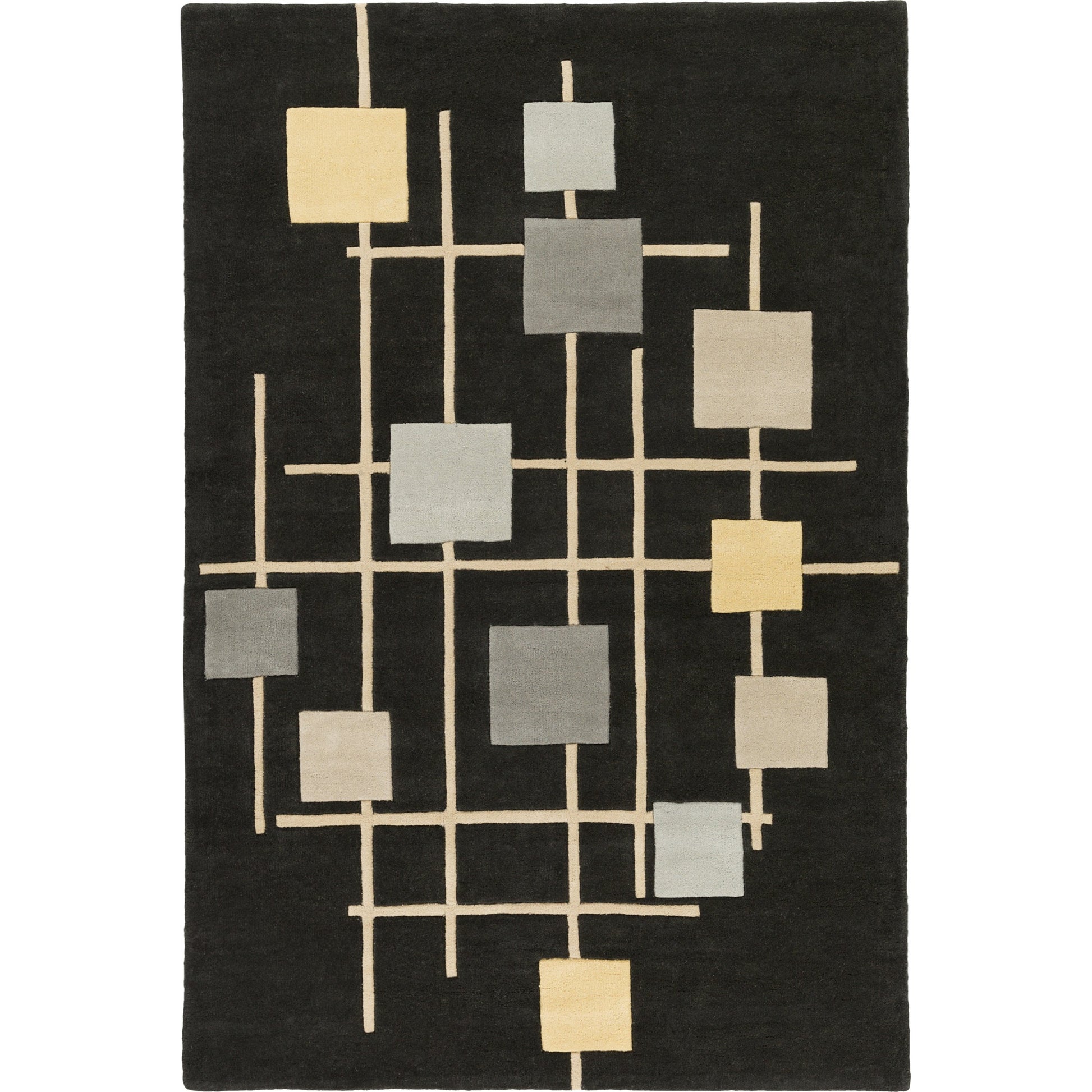 Forum Rug - 15556 by Livabliss in sage, dark blue, light sage, mustard, light beige, light gray. Made from 100% wool in a unique style.