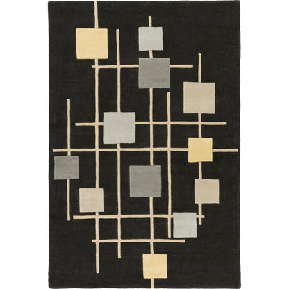 Forum Rug - 15556 by Livabliss in sage, dark blue, light sage, mustard, light beige, light gray. Made from 100% wool in a unique style.