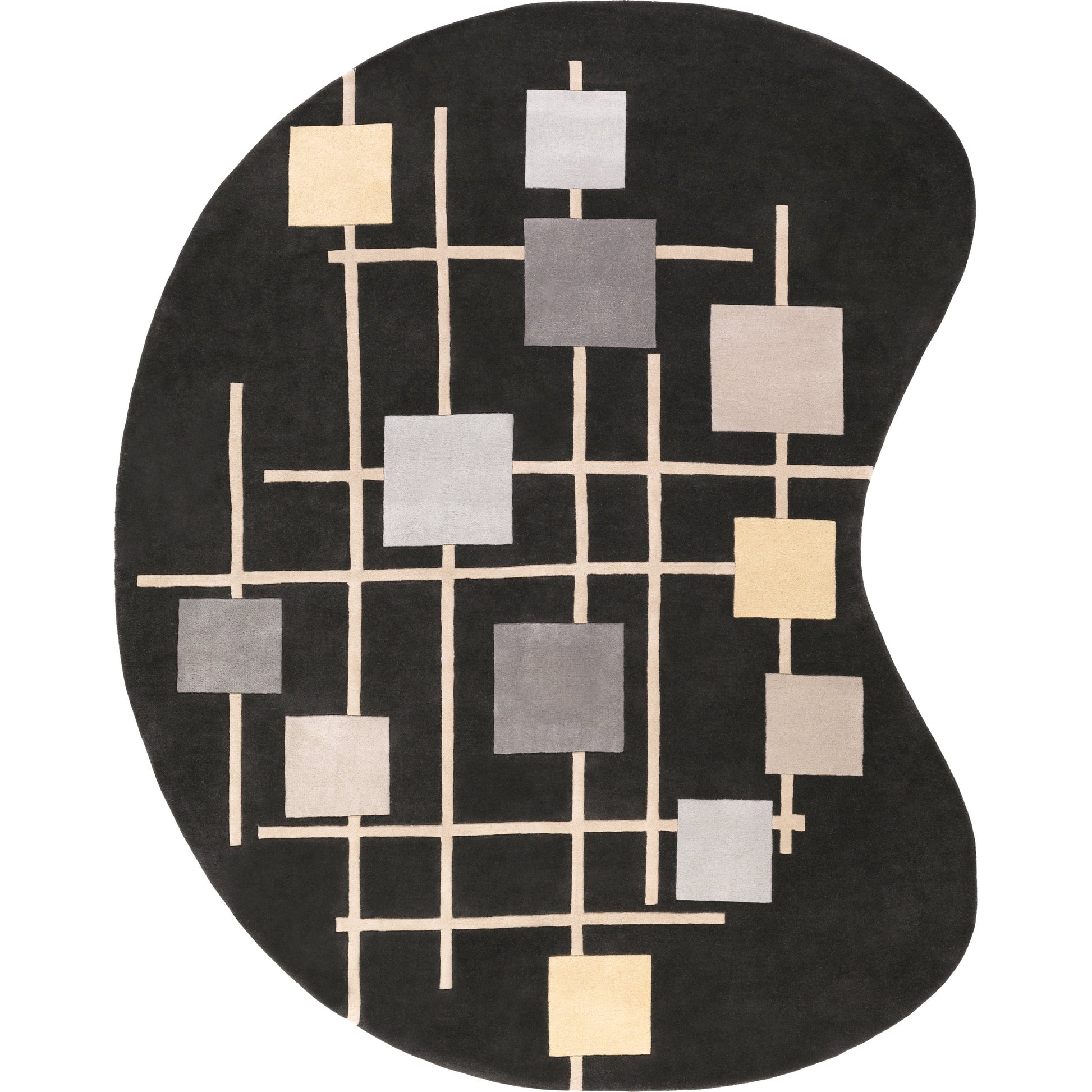 Forum Rug - 15556 by Livabliss in sage, dark blue, light sage, mustard, light beige, light gray. Made from 100% wool in a unique style.