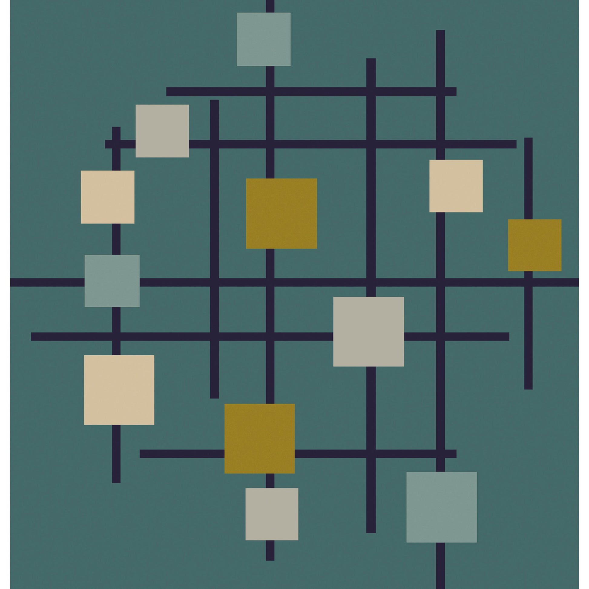 Forum Rug - 15556 by Livabliss in sage, dark blue, light sage, mustard, light beige, light gray. Made from 100% wool in a unique style.