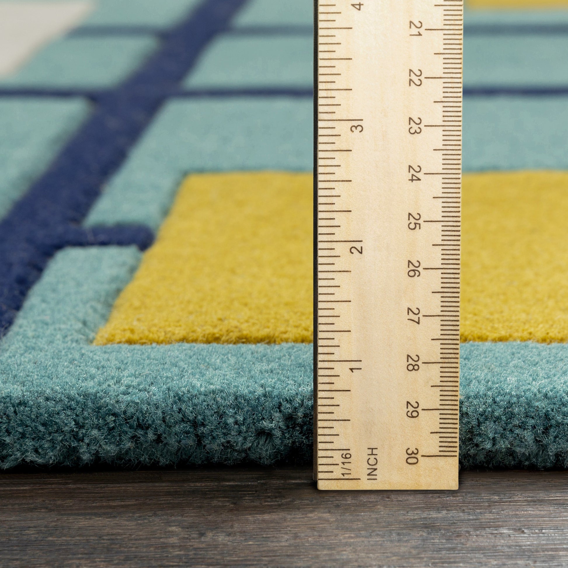 Forum Rug - 15556 by Livabliss in sage, dark blue, light sage, mustard, lig