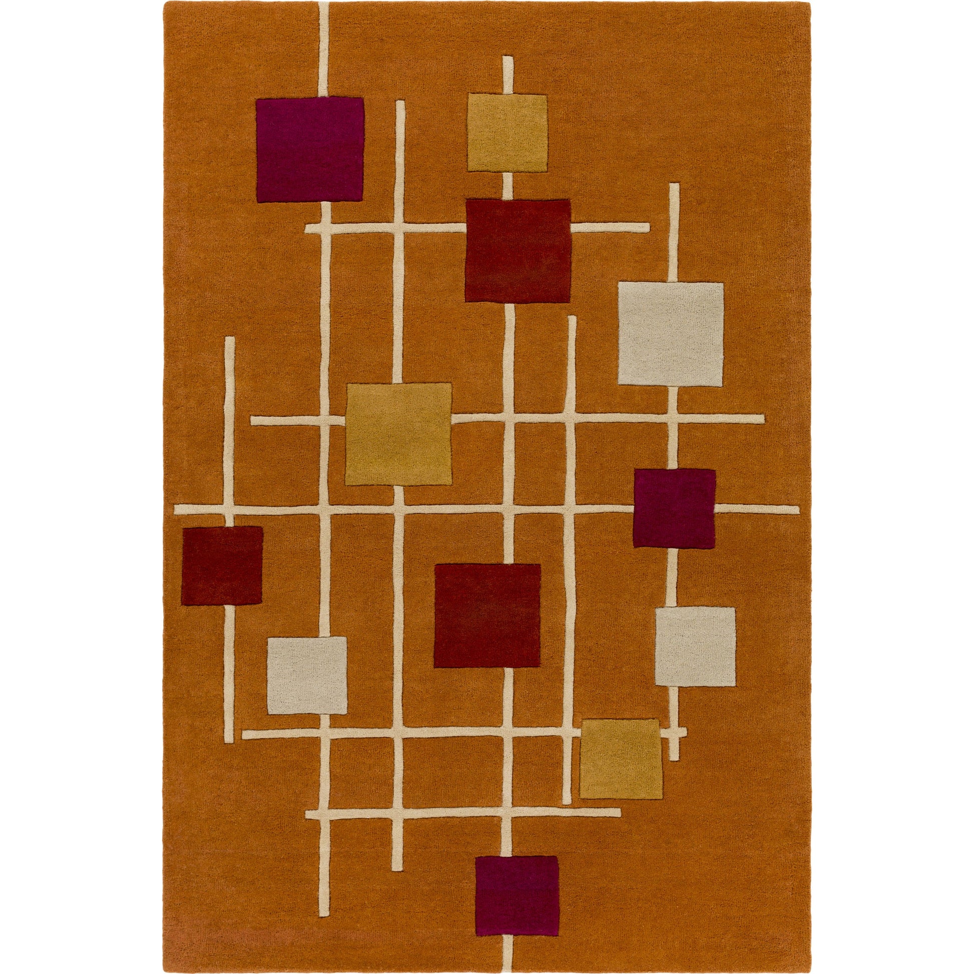 Forum Rug - 15556 by Livabliss in sage, dark blue, light sage, mustard, light beige, light gray. Made from 100% wool in a unique style.