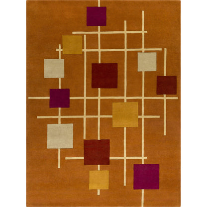 Forum Rug - 15556 by Livabliss in sage, dark blue, light sage, mustard, light beige, light gray. Made from 100% wool in a unique style.