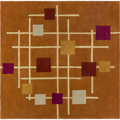 Forum Rug - 15556 by Livabliss in sage, dark blue, light sage, mustard, light beige, light gray. Made from 100% wool in a unique style.