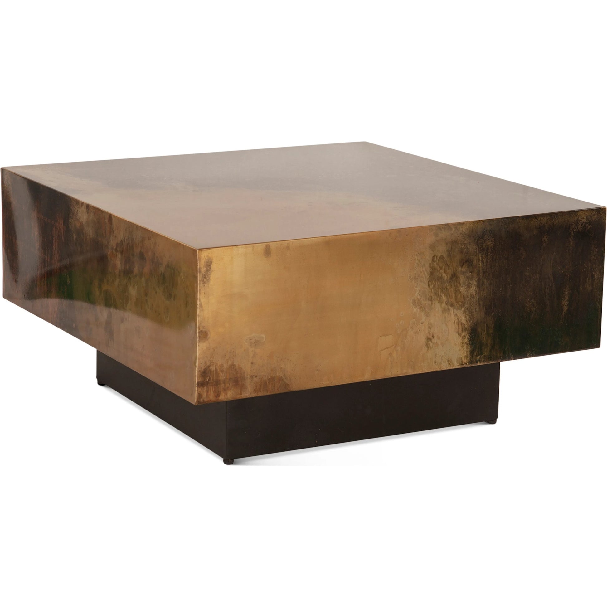 St. George 35" Coffee Table by World Interiors in black and oxidized black. Made from reclaimed iron in a modern style.
