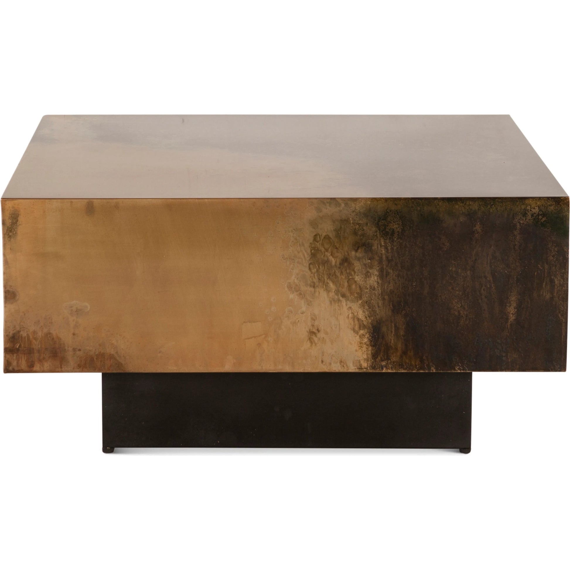 St. George 35" Coffee Table by World Interiors in black and oxidized black. Made from reclaimed iron in a modern style.