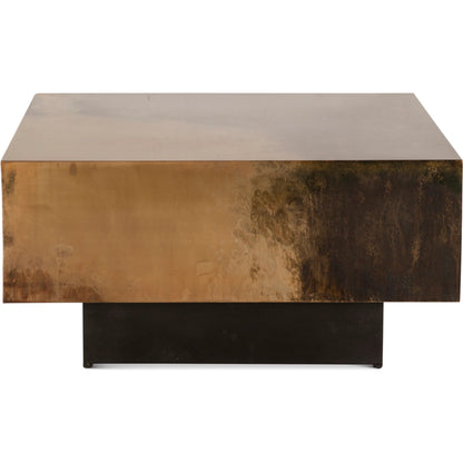 St. George 35" Coffee Table by World Interiors in black and oxidized black. Made from reclaimed iron in a modern style.