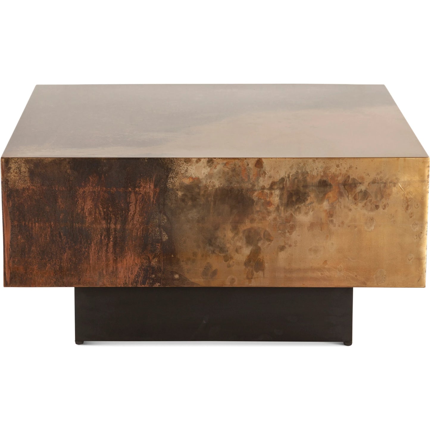002 SI-2243070 | Additional Silo | St. George 35" Coffee Table by World Interiors in black and oxidized black. Made from reclaimed iron in a modern style.