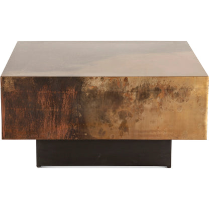 St. George 35" Coffee Table by World Interiors in black and oxidized black. Made from reclaimed iron in a modern style.