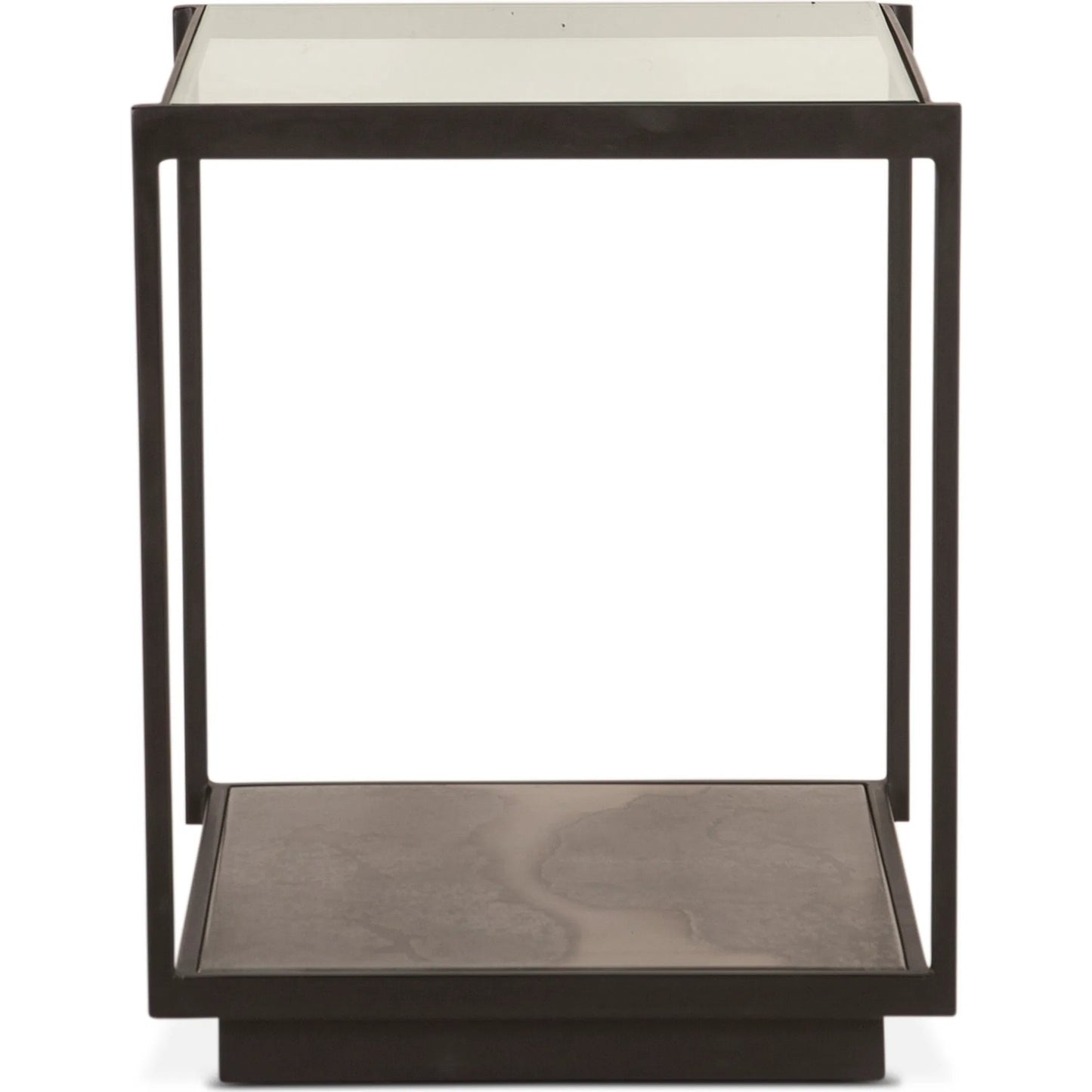004 SI-2243071 | Additional Silo | St. George 18" Side Table by World Interiors in black and oxidized black. Made from reclaimed iron in a modern style.