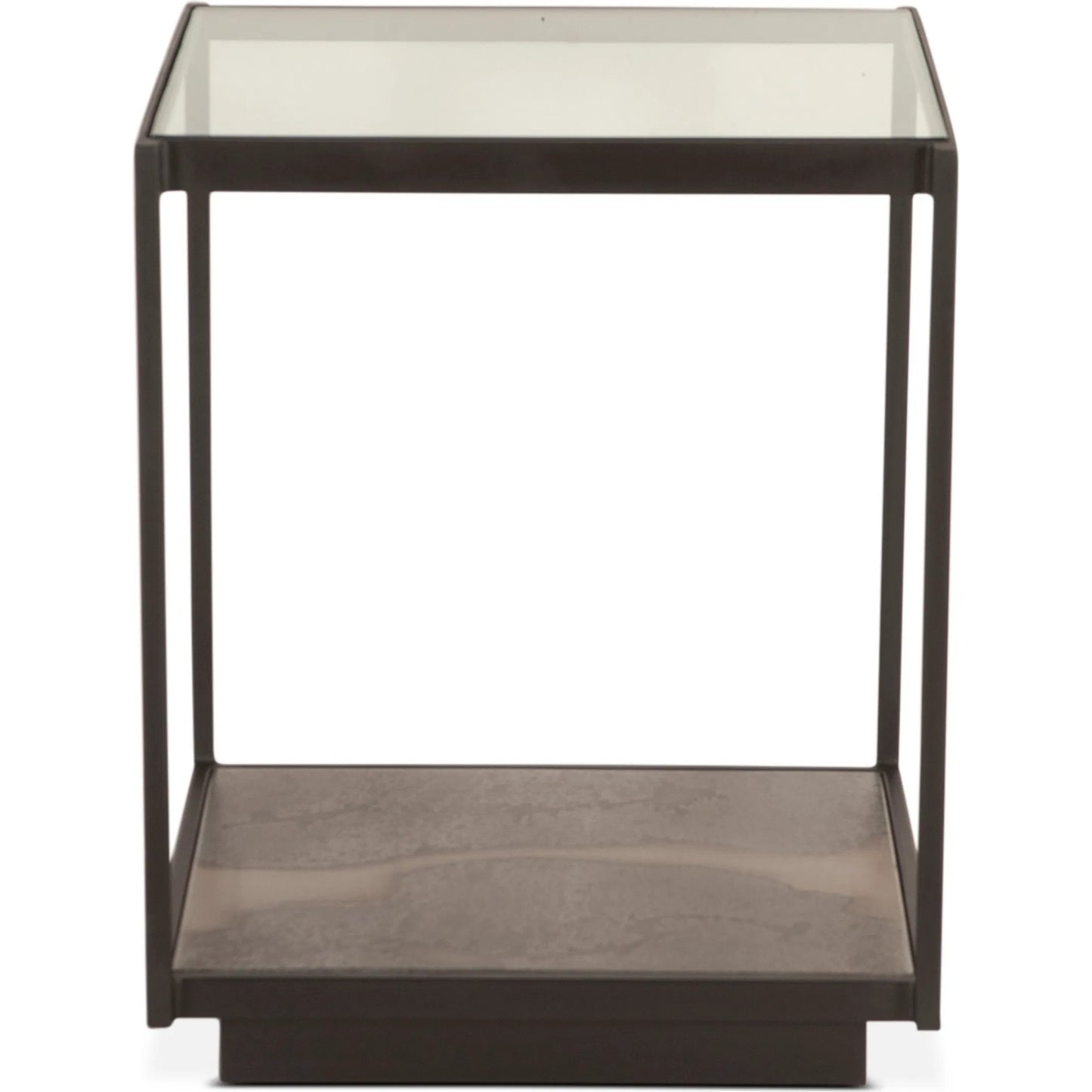 003 SI-2243071 | Additional Silo | St. George 18" Side Table by World Interiors in black and oxidized black. Made from reclaimed iron in a modern style.