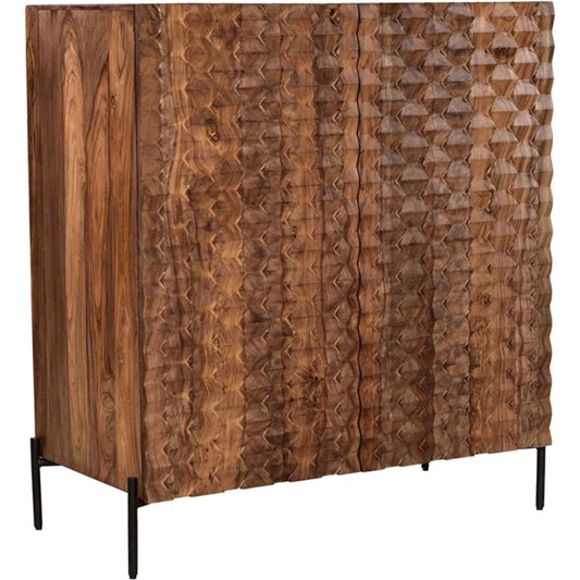 Acres Bar Cabinet by World Interiors in brown and brownstone. Made from sheesham wood, iron in a unique style.