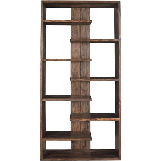 Acres Bookshelf by World Interiors in brownstone. Made from sheesham wood in a unique style.