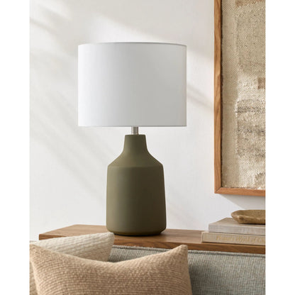 Foreman Accent Table Lamp by Livabliss. Made from cement, linen in a modern style.
