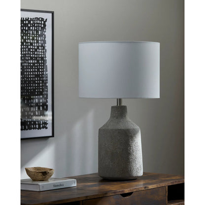 Foreman Accent Table Lamp by Livabliss. Made from cement, linen in a modern style.