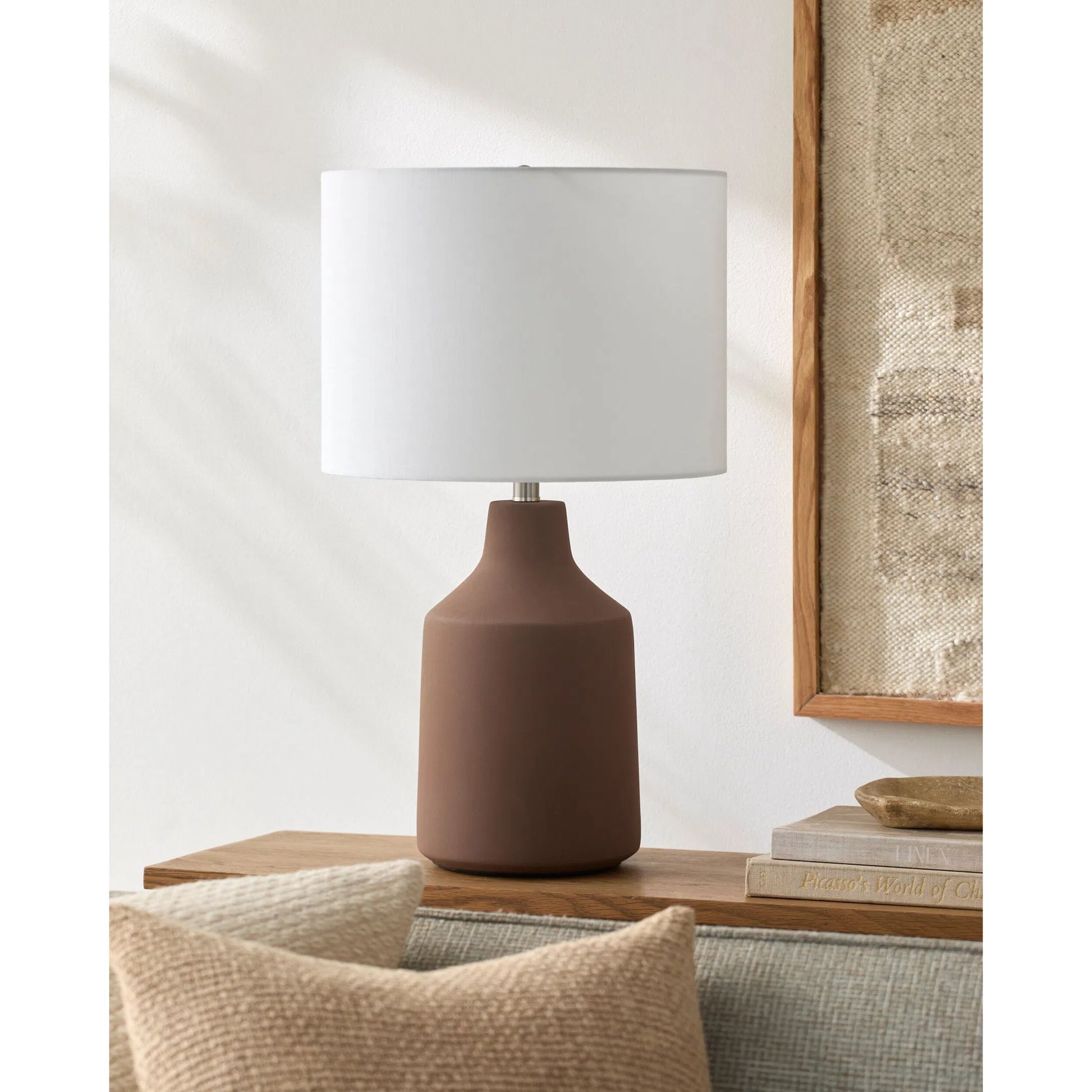 Foreman Accent Table Lamp by Livabliss. Made from cement, linen in a modern style.
