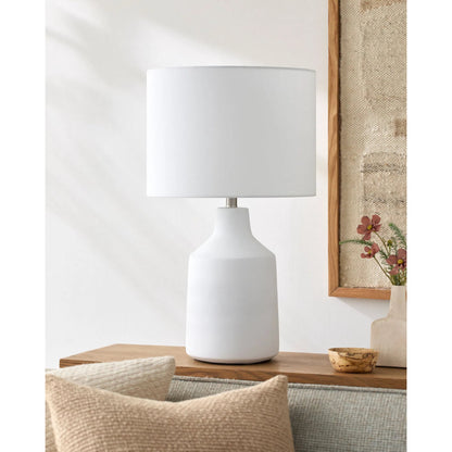 Foreman Accent Table Lamp by Livabliss. Made from cement, linen in a modern style.