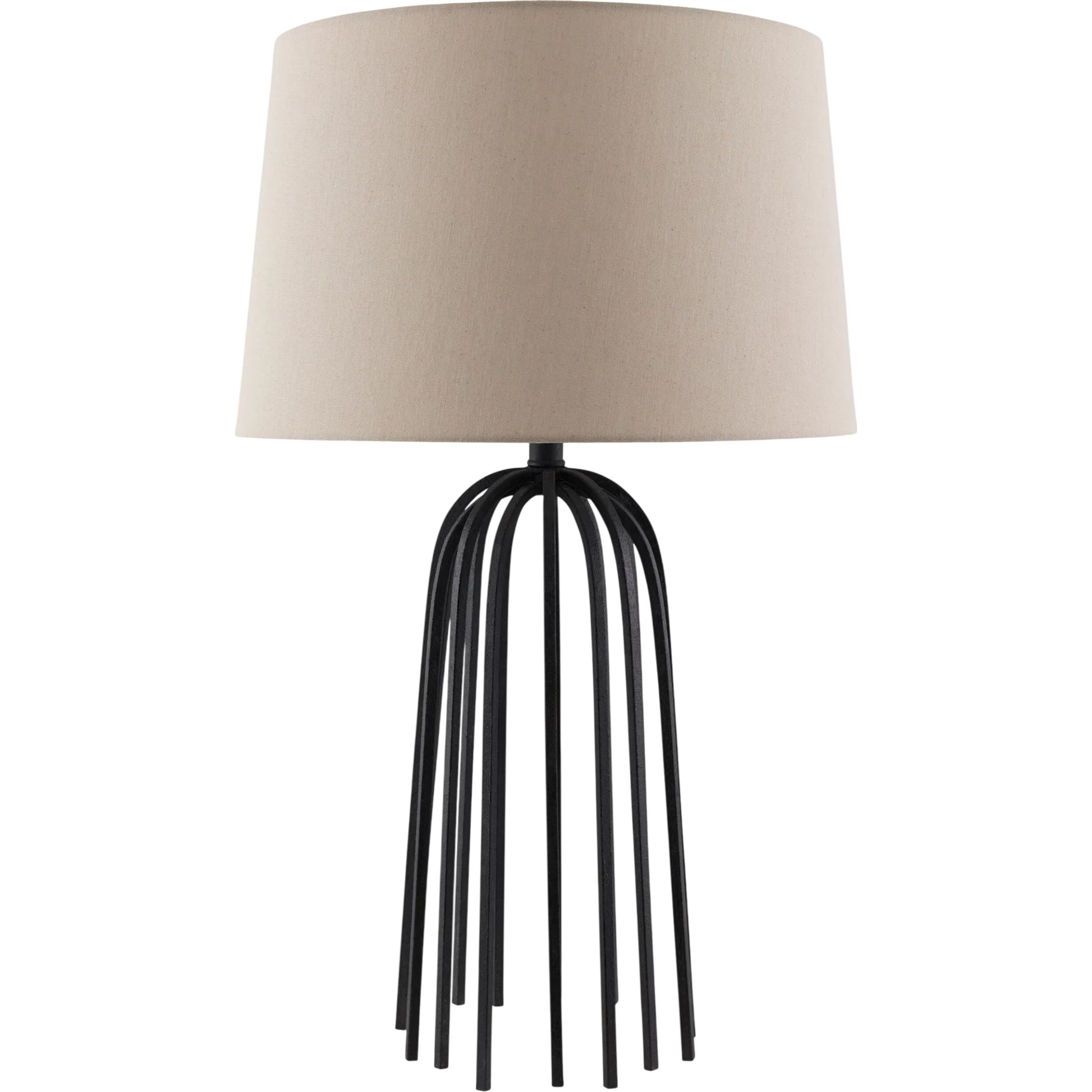 Fermo Accent Table Lamp by Livabliss in black and painted. Made from iron, linen, polyester, plastic in a unique style.