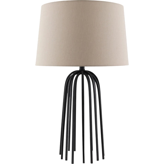 Fermo Accent Table Lamp by Livabliss in black and painted. Made from iron, linen, polyester, plastic in a unique style.