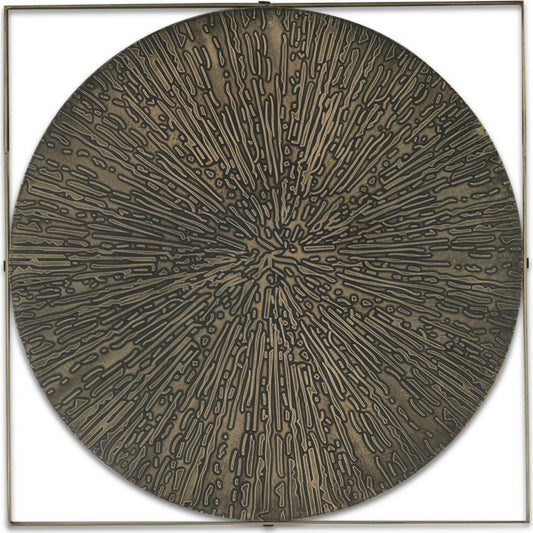 Odessa 20" Art Panel by World Interiors in brass and patina. Made from iron in a unique style.