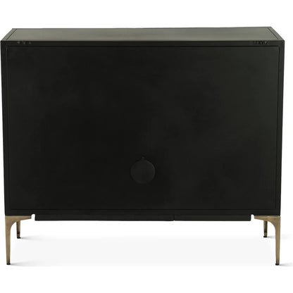 Odessa Two Door Buffet by World Interiors in brass patina. Made from iron in a modern style.